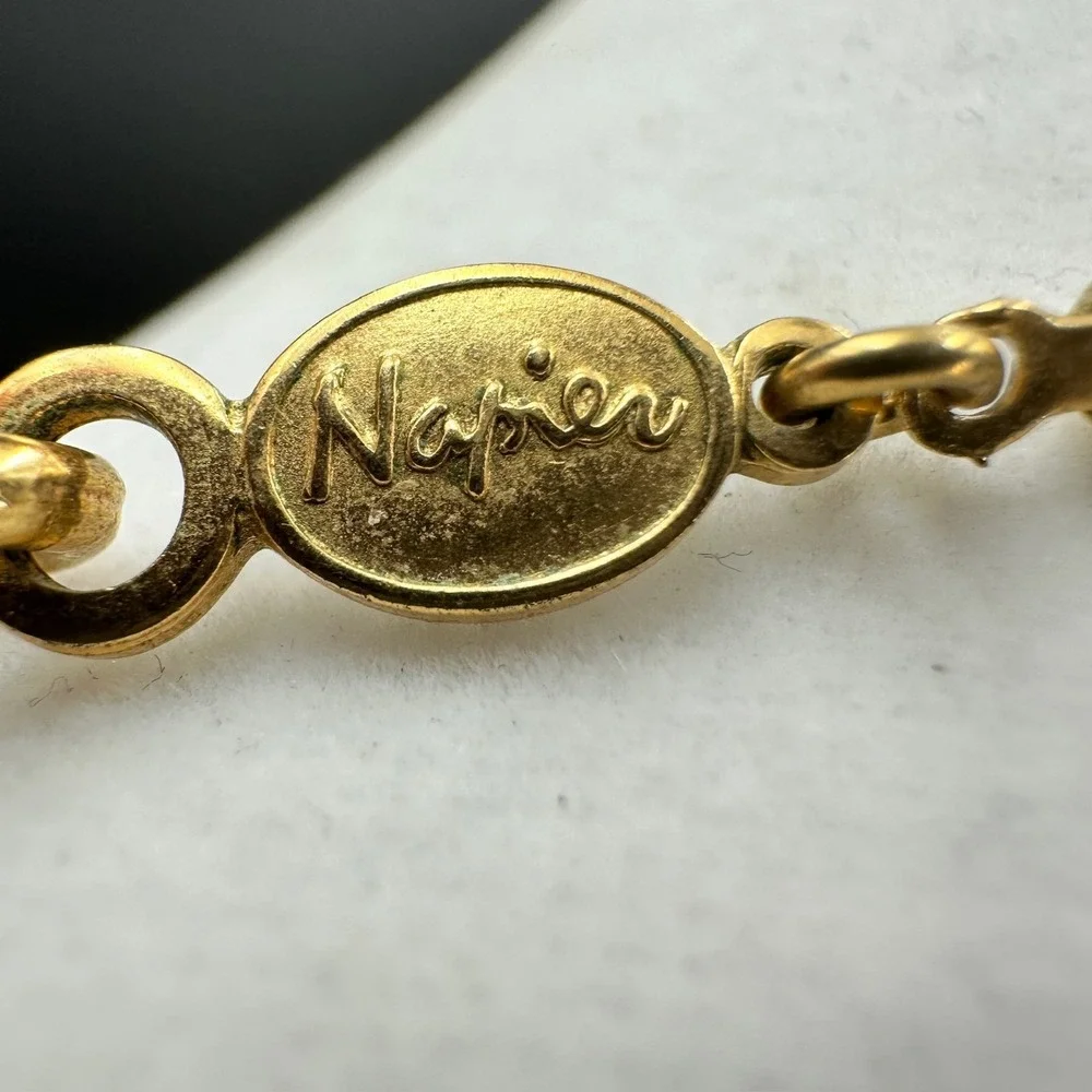 Napier Vintage White Seed Bead & Gold-Tone Accents Minimalist Layering‎ Necklace